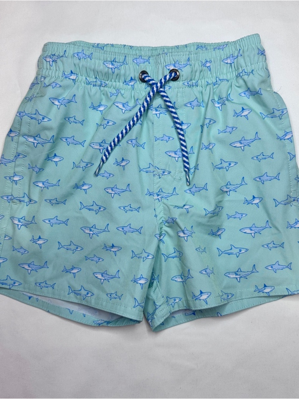 Class Club Boys Swim Trunks shorts shark Print Pockets kids sz 6 quick dry blue